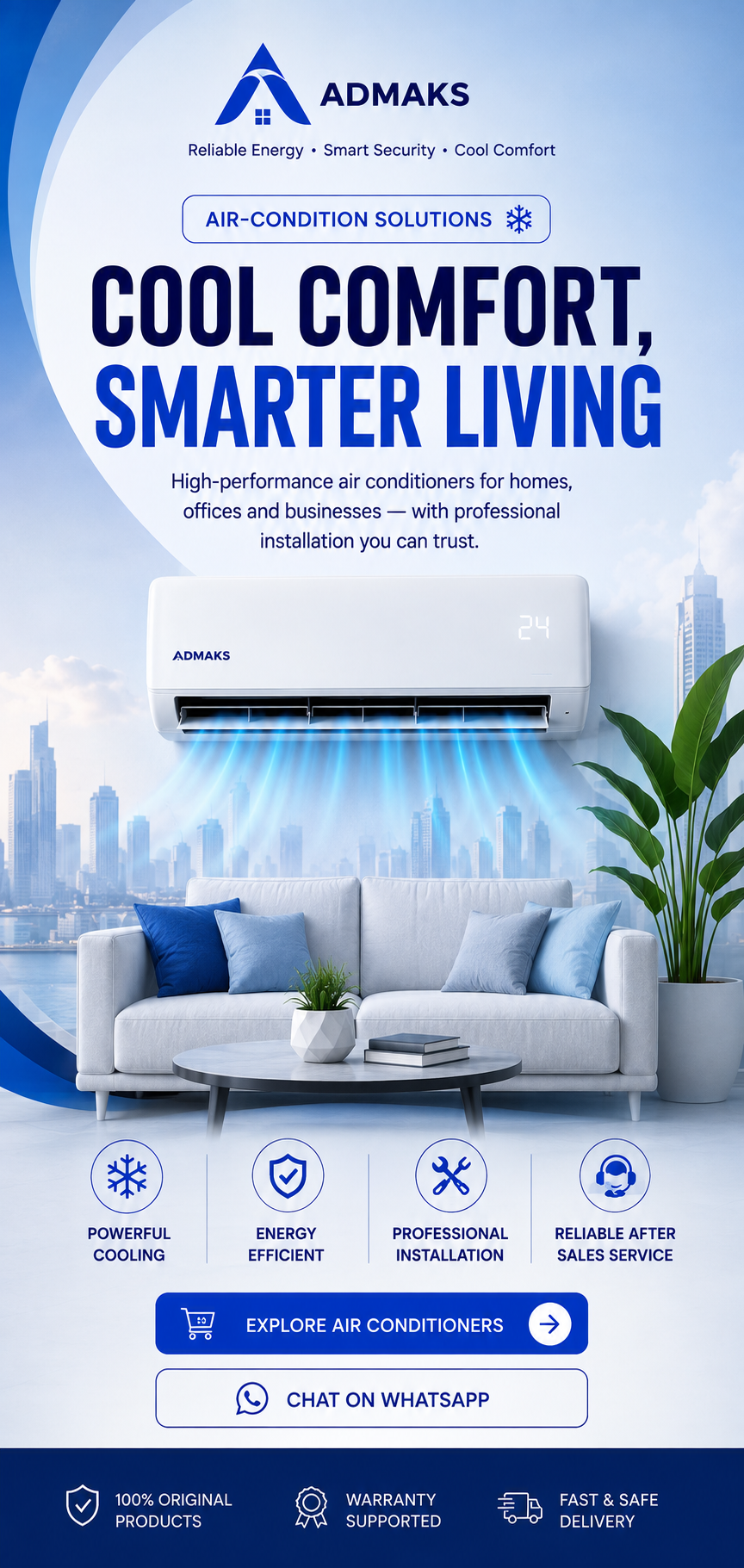 Premium Air Conditioning Solutions by ADMaks – Smart Cooling, Reliable Comfort & Professional Installation